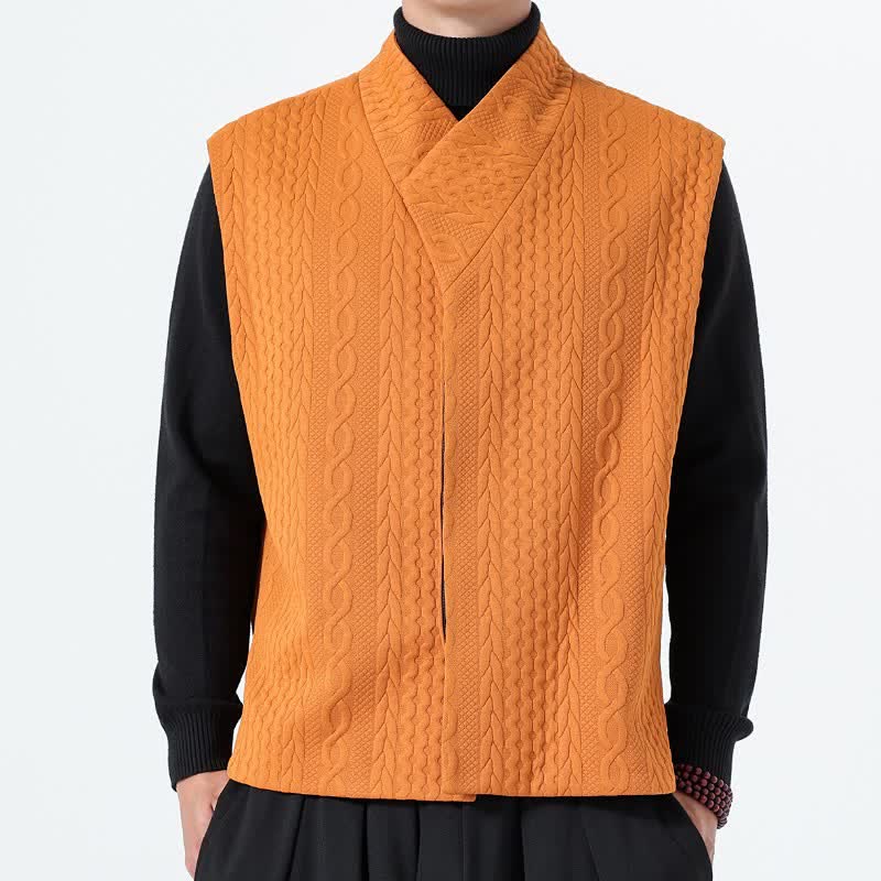 Buddha Stones Fall Winter Casual Minimalist Solid Knit Tank Top Men's Vests - Orange - US/UK/AU46,EU56 (5XL) - image 11