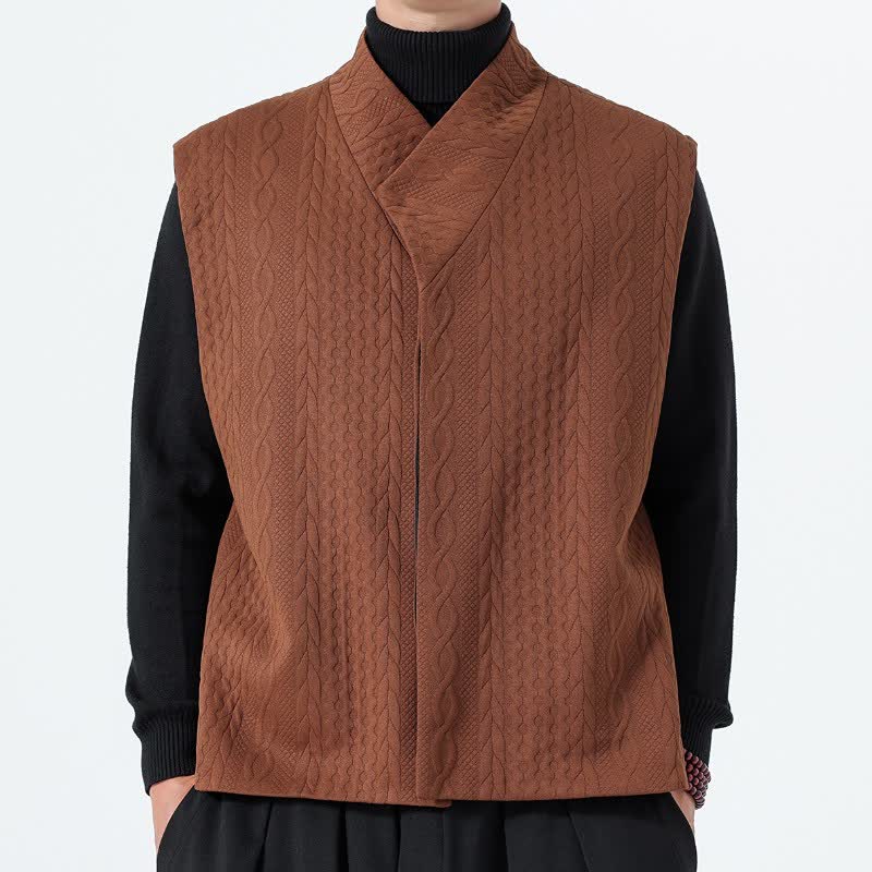 Buddha Stones Fall Winter Casual Minimalist Solid Knit Tank Top Men's Vests - Sienna - US/UK/AU46,EU56 (5XL) - image 0