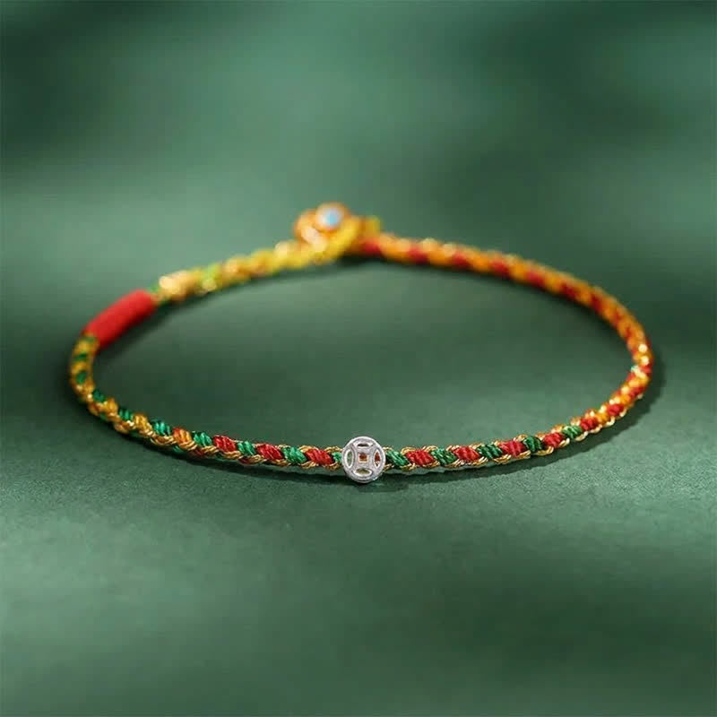 FREE Today: Blessing and Fortune 925 Sterling Silver Colorful Braided Bracelet - Yellow Green - 7.1–7.5 in (18–19 cm) - image 0