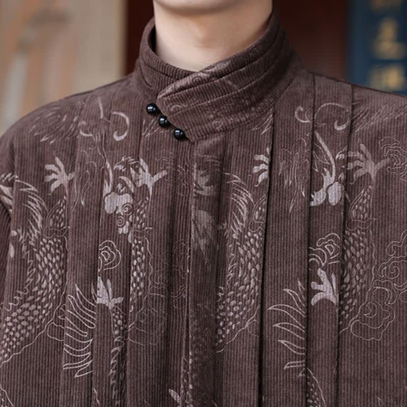 Buddha Stones Fall Winter Casual Tang Style Mandarin Collar Abstract Men's Jackets - image 4