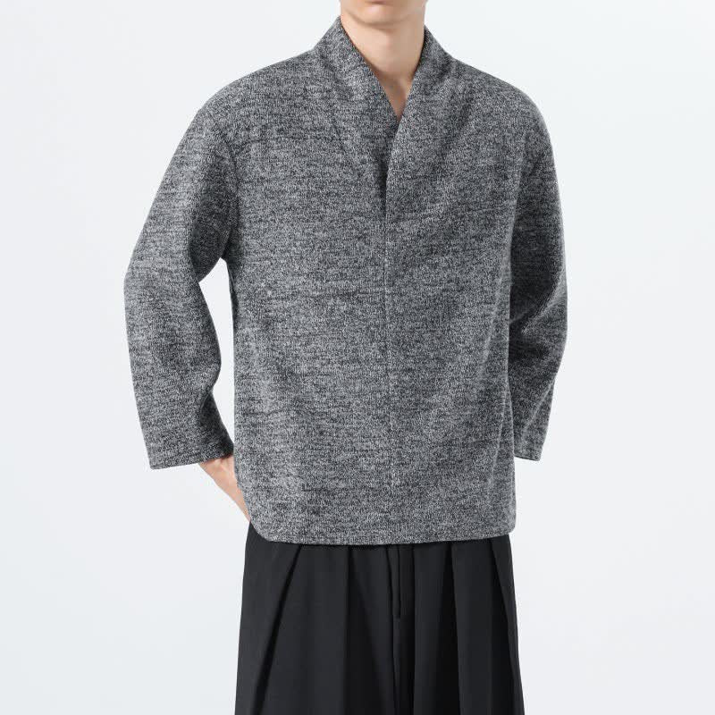 Buddha Stones Fall Winter Minimalist Casual Solid Men's Long Sleeve T-Shirts - image 8