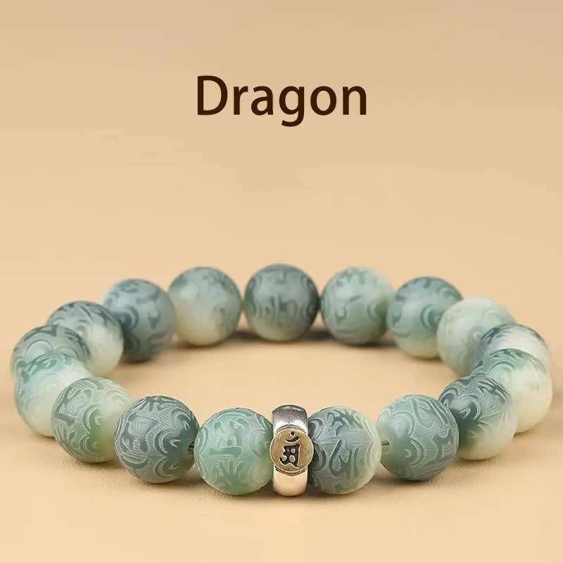 Buddha Stones Chinese Zodiac Bodhi Seed Om Mani Padme Hum Engraved Wisdom Bracelet - Dragon - 12mm(Wrist Circumference 14-17cm) - image 11