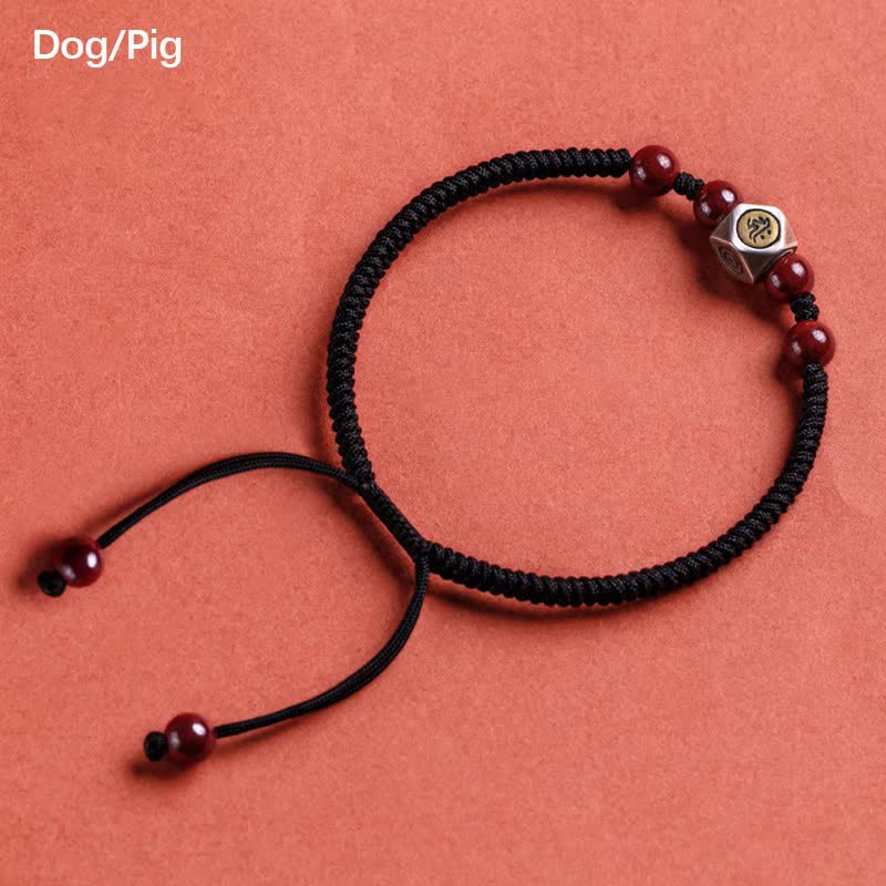 Buddha Stones 925 Sterling Silver Chinese Zodiac Cinnabar Calm Bracelet - Dog/Pig - Black(Wrist Circumference 14-18cm) - image 24