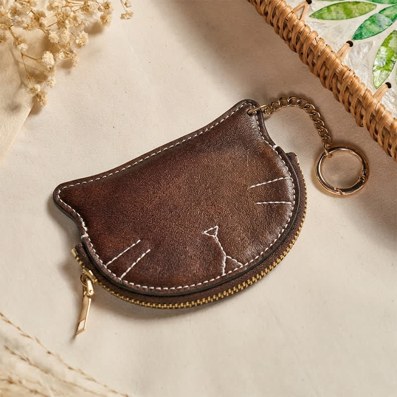 FREE Today: Protection and Happiness Vintage Cat Shape Zipper Leather Charm Purse - image 3