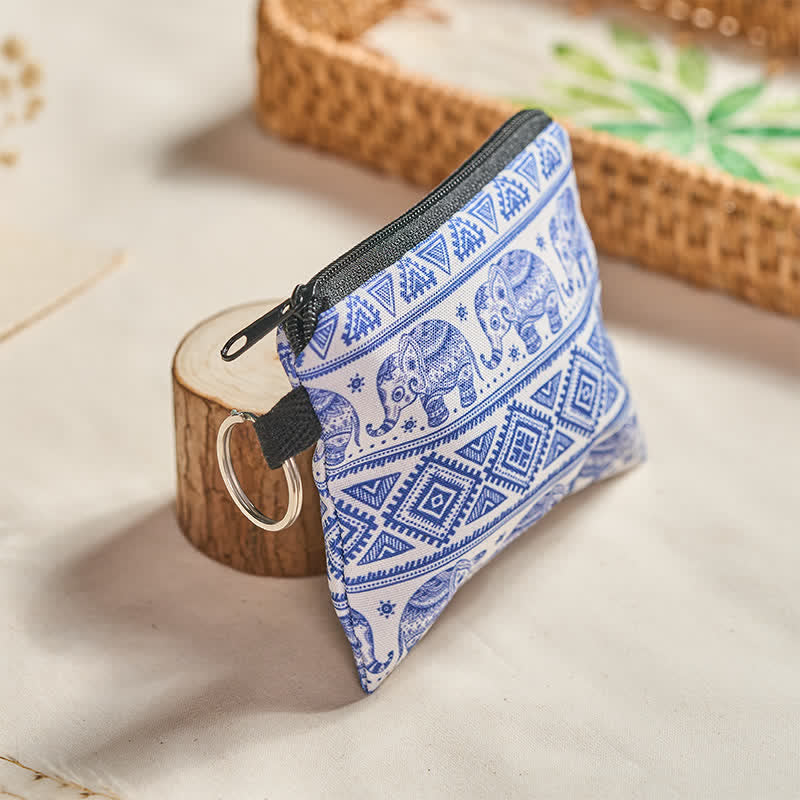 FREE Today: Strength and Luck Blue White Elephant Bohemian Zip Purse - image 2