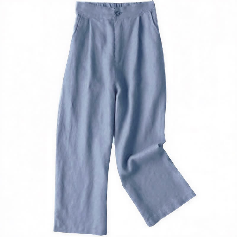Buddha Stones Commute Solid Color 7-8 Length Women's Wide Leg Pants With Pockets - LightSteelBlue - US12,UK/AU16,EU44 (3XL) - image 19