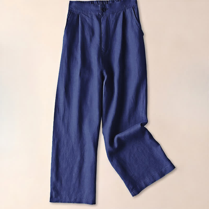 Buddha Stones Commute Solid Color 7-8 Length Women's Wide Leg Pants With Pockets - DarkBlue - US12,UK/AU16,EU44 (3XL) - image 17