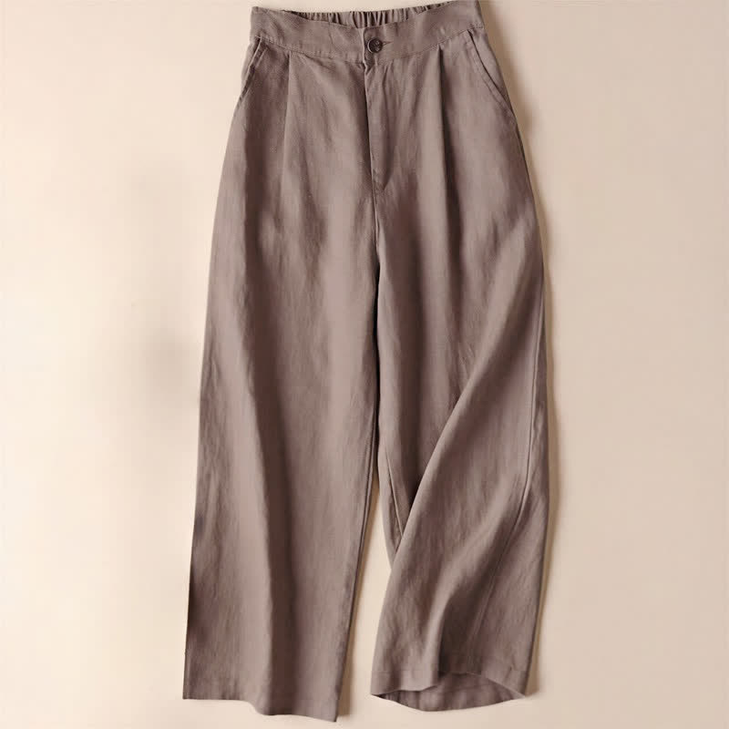 Buddha Stones Commute Solid Color 7-8 Length Women's Wide Leg Pants With Pockets - Tan - US12,UK/AU16,EU44 (3XL) - image 16