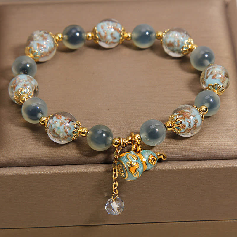 FREE Today: Strength and Harmony Blue Candy Agate Liuli Glass Gourd Charm Bracelet - image 4