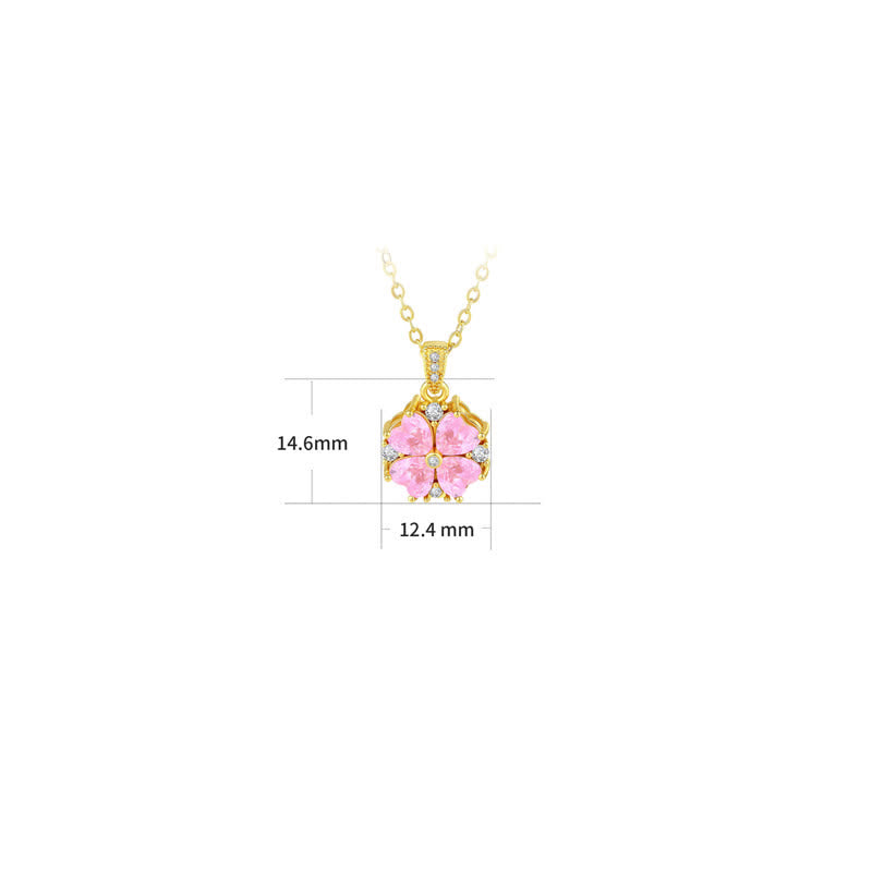 FREE Today: Self Care and Harmonic Connection Copper Pink Clover Inlaid Zircon Necklace - image 4