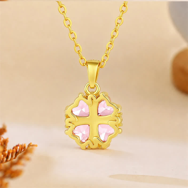 FREE Today: Self Care and Harmonic Connection Copper Pink Clover Inlaid Zircon Necklace - image 2