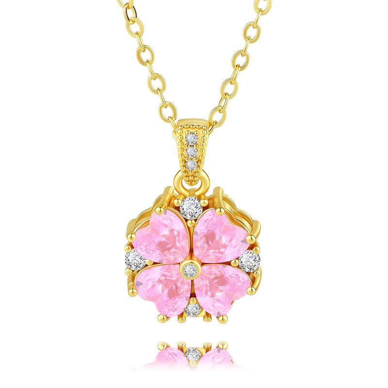 FREE Today: Self Care and Harmonic Connection Copper Pink Clover Inlaid Zircon Necklace - image 3