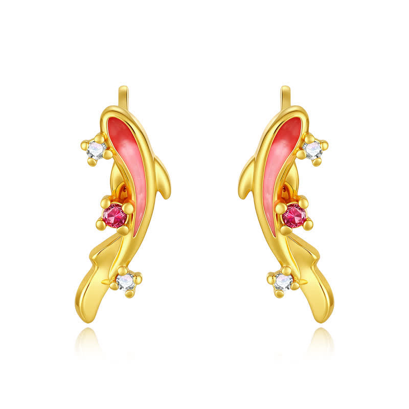 FREE Today: Success and Prosperity Copper Koi Fish 925 Sterling Silver Post Earrings - image 1
