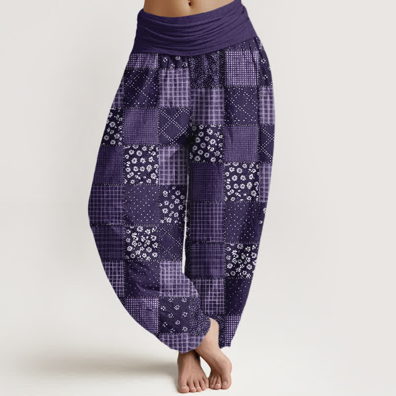 Buddha Stones Cotton Vintage Patchwork Bloom Pattern Women's Elastic Waist Harem Pants - DarkViolet - US16,UK/AU20,EU48 (3XL) - image 5