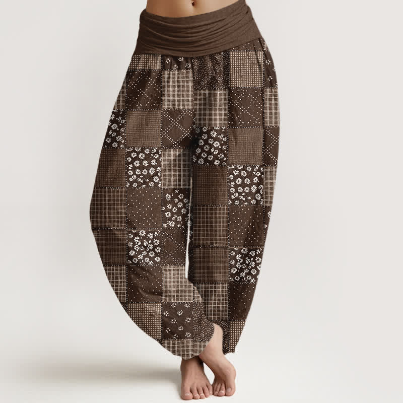 Buddha Stones Cotton Vintage Patchwork Bloom Pattern Women's Elastic Waist Harem Pants - Peru - US16,UK/AU20,EU48 (3XL) - image 8