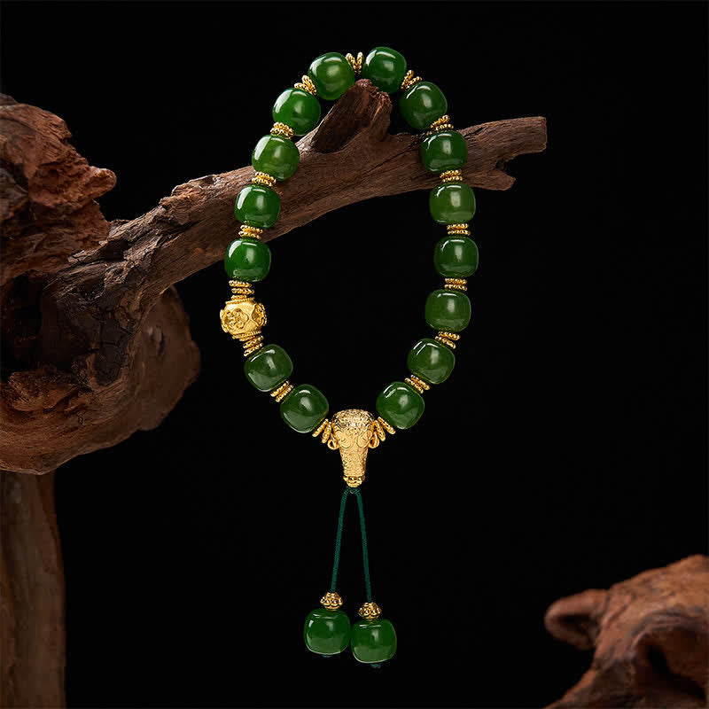FREE Today: Luck and Harmony Cyan Jade Golden Accent Bracelet - image 1
