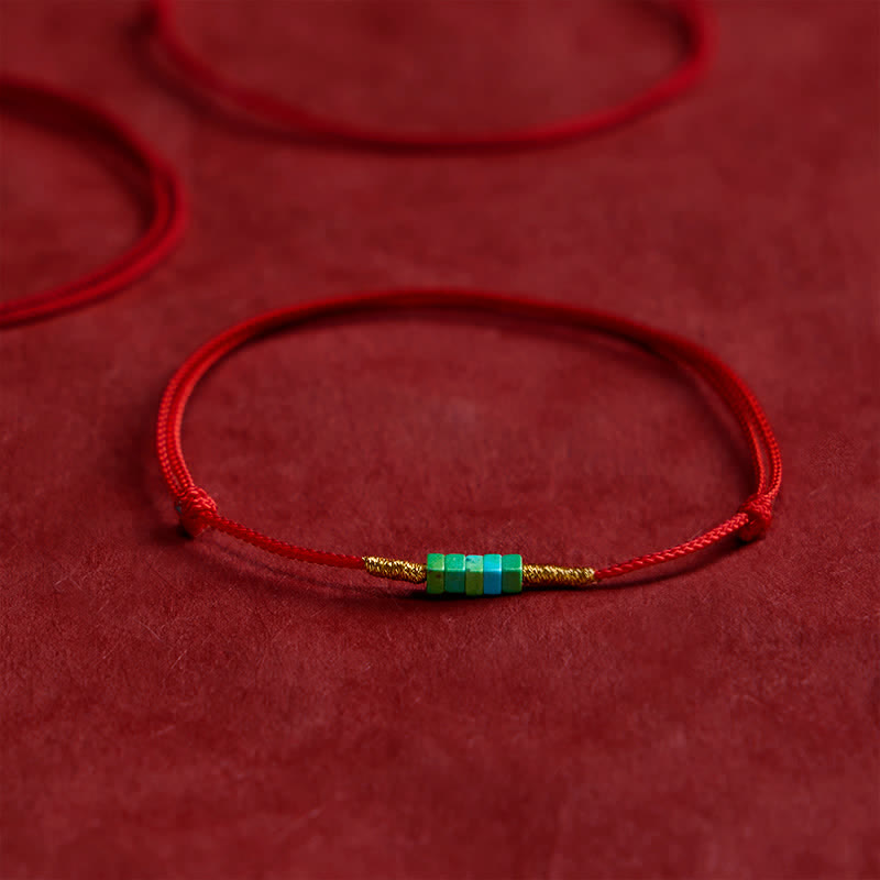 FREE Today: Protection and Strength Ultra-fine Turquoise Square Beads Red Rope Bracelet - Turquoise(Wrist Circumference: 5.9–7.1 in / 15–18 cm) - image 0