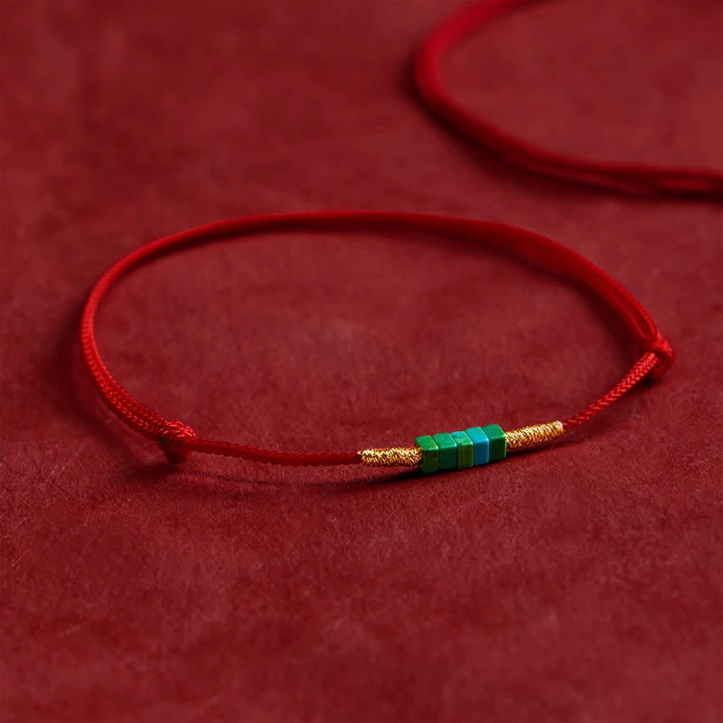 FREE Today: Protection and Strength Ultra-fine Turquoise Square Beads Red Rope Bracelet - image 2
