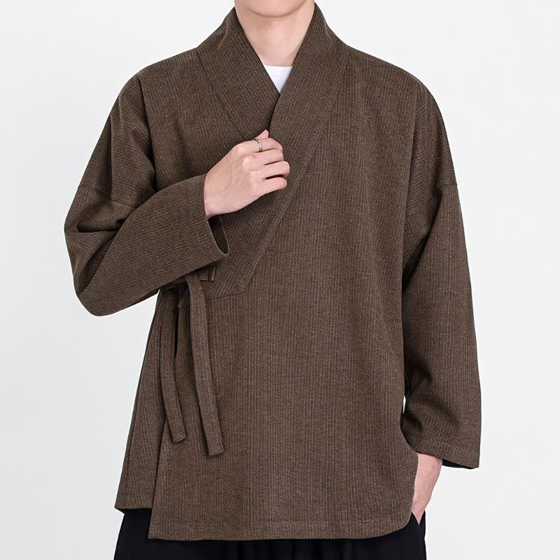 Buddha Stones Fall Winter Classic Minimalist Solid Men's Kimonos - image 1