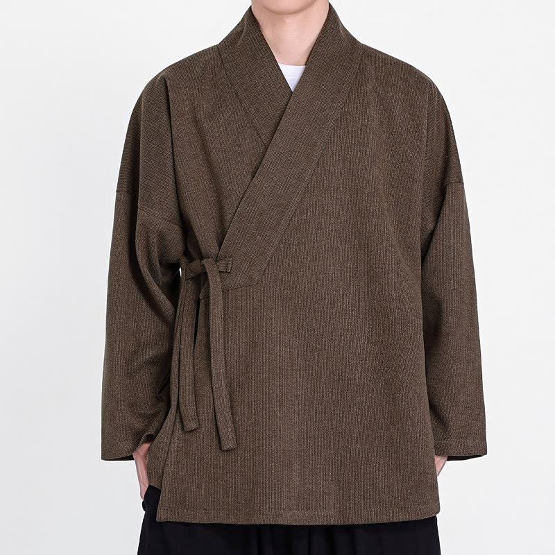 Buddha Stones Fall Winter Classic Minimalist Solid Men's Kimonos - Sienna - US/UK/AU46,EU56 (5XL) - image 0