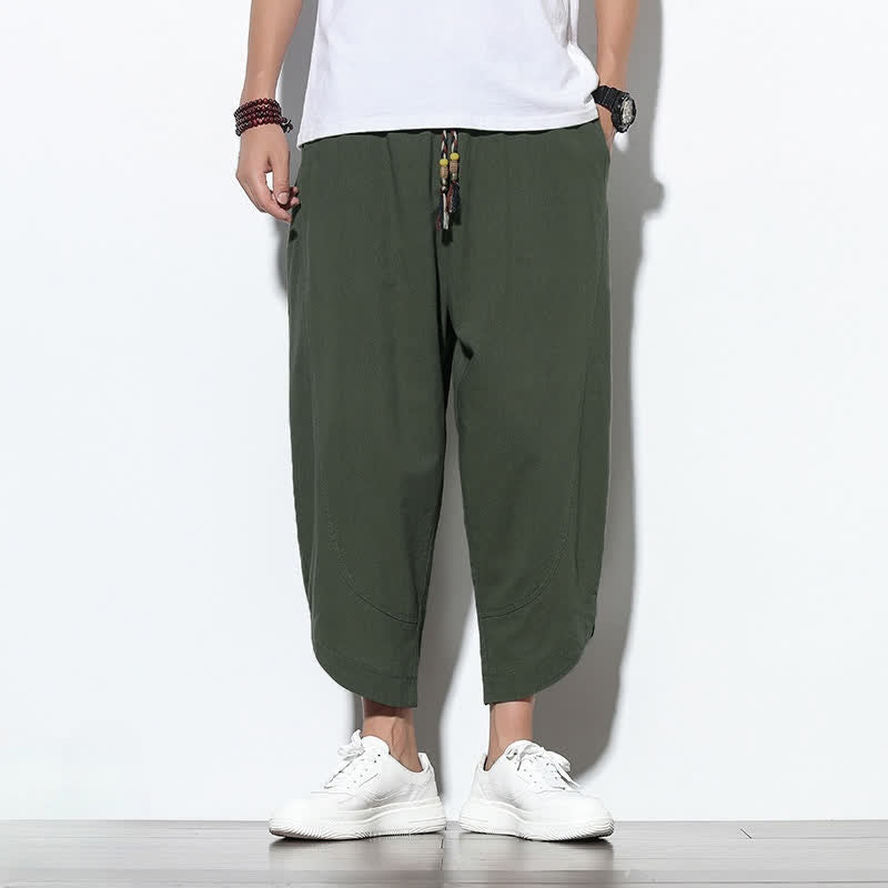 Buddha Stones Casual Summer Drawstring 7-8 Length Men's Harem Pants With Pockets - OliveDrab - US/UK/AU46,EU56 (5XL) - image 30