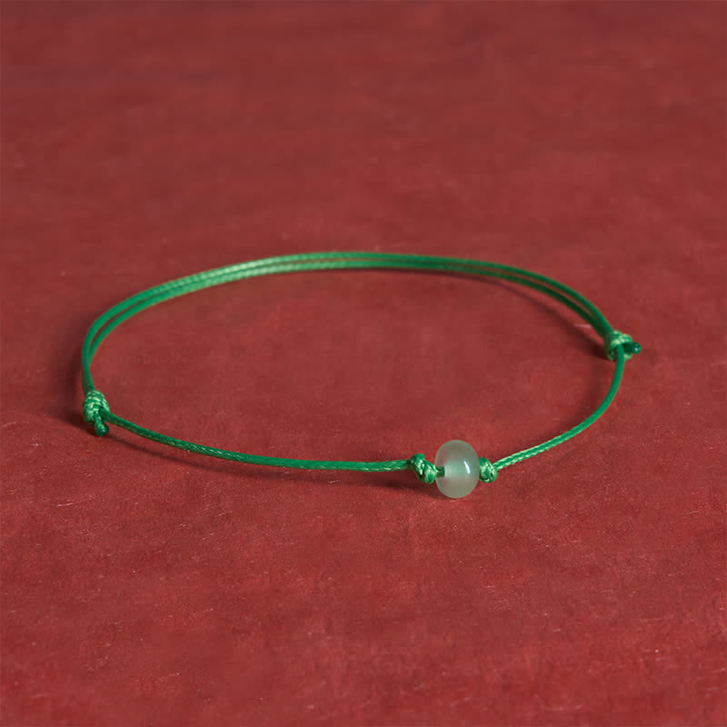 FREE Today: Luck and Positivity Minimalist Green Aventurine Braided Red String Bracelet - Wheel Bead (Wrist Circumference: 6.3–7.1 in/16–18 cm) - Green String - image 6