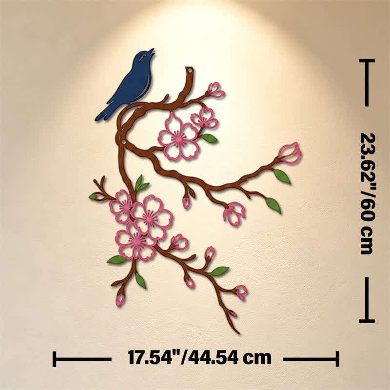 Buddha Stones Metal Bird on Peach Blossom Branch Zen Iron Meaningful Symbols Wall Art - Colorful - Approx. 44.54cm x 60cm x 0.12cm / 17.54in x 23.62in x 0.05in - image 25