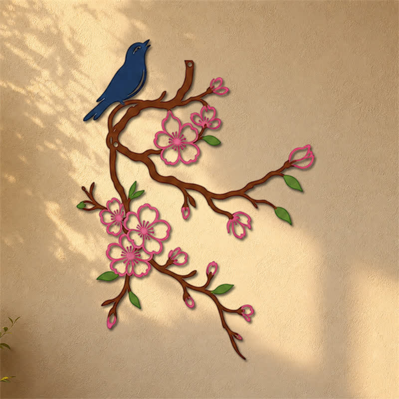 Buddha Stones Metal Bird on Peach Blossom Branch Zen Iron Meaningful Symbols Wall Art - image 21