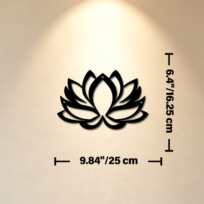 Buddha Stones Black Metal Lotus Enlightenment Zen Iron Metal Meaningful Symbols Wall Art - Approx. 25cm x 16.25cm x 0.1cm / 9.84in x 6.40in x 0.04in - image 2