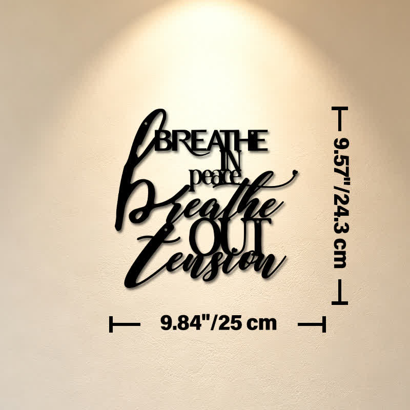 Buddha Stones Breathe In Peace Breathe Out Tension Minimalist Zen Iron Metal Meaningful Symbols Wall Art - Approx. 25cm x 24.3cm x 0.1cm / 9.84in x 9.57in x 0.04in - image 2