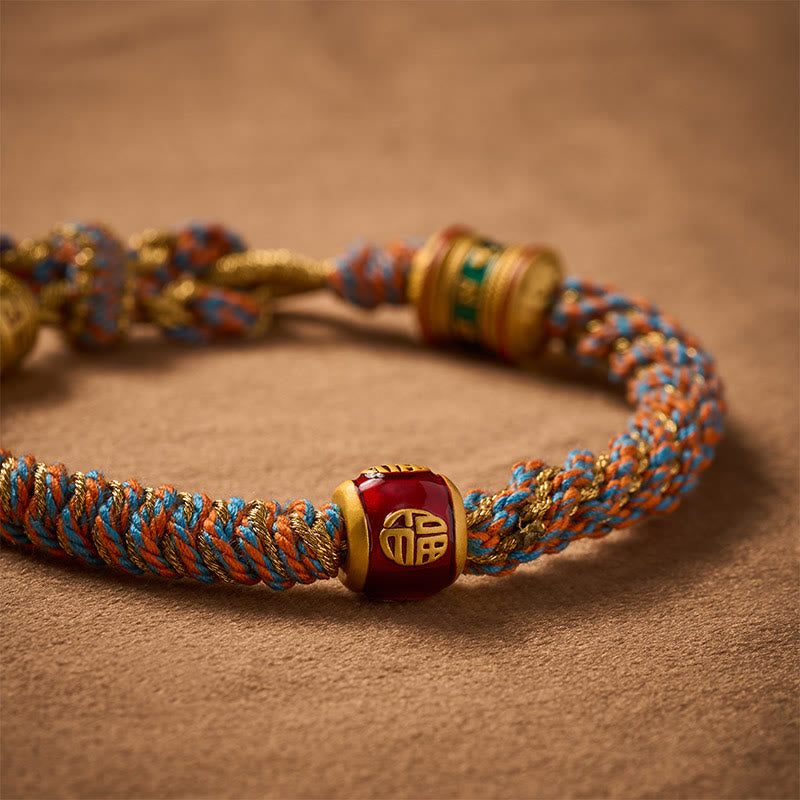 FREE Today: Wisdom and Fortune Om Mani Padme Hum Tibetan Fu Character Hand-Woven Bracelet - image 4
