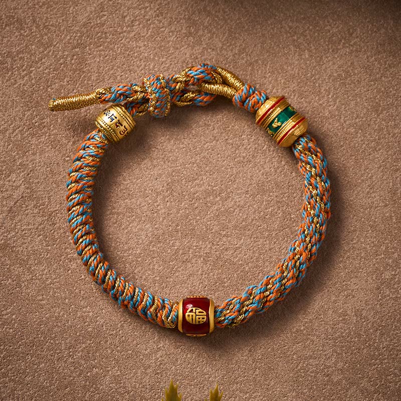 FREE Today: Wisdom and Fortune Om Mani Padme Hum Tibetan Fu Character Hand-Woven Bracelet - image 3