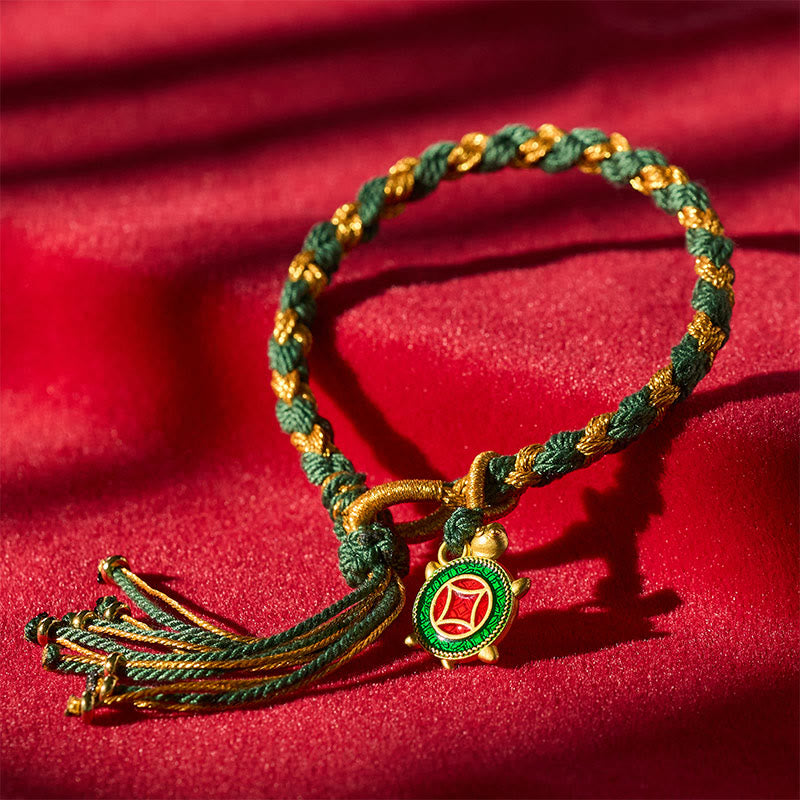 Buddha Stones Yellow Green Turtle String Hand-Woven Healing Bracelet - Turtle(Wisdom ♥ Endurance) - image 0