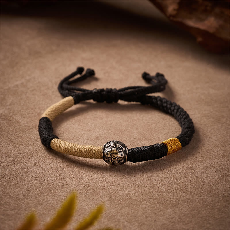 Buddha Stones Brass Yinyang Turtle Black String Hand-Woven Wisdom Bracelet - Turtle(Wisdom ♥ Endurance) - image 0