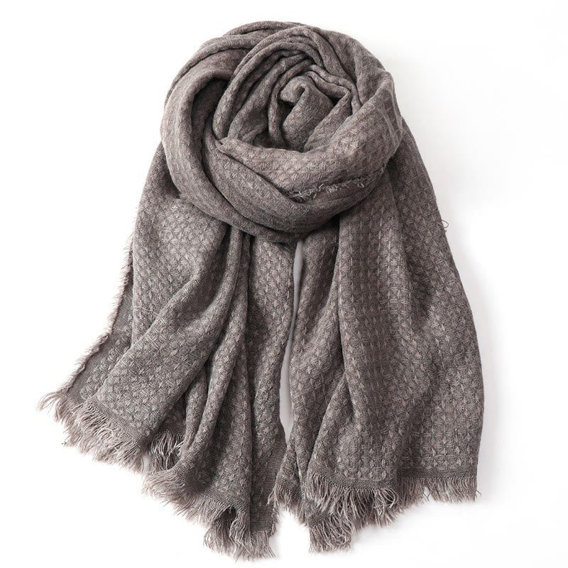 Buddha Stones Fall Winter Textured Tassel Cozy Wrap Scarves - Tan - image 10