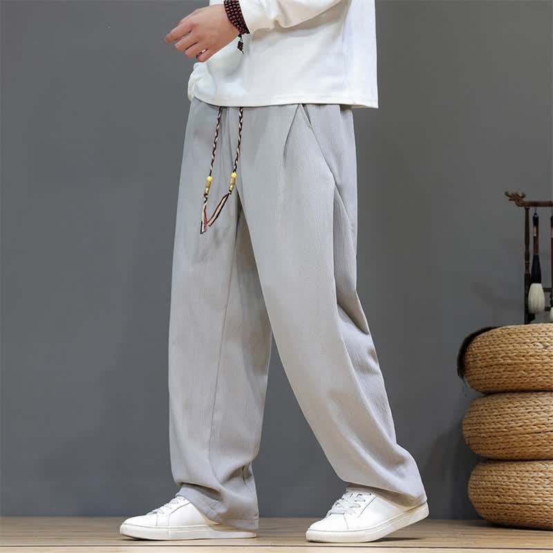 Buddha Stones Fall Winter Casual Drawstring Solid Long Pants Men's Straight Leg Pants With Pockets - LightGray - US/UK/AU46,EU56 (5XL) - image 18