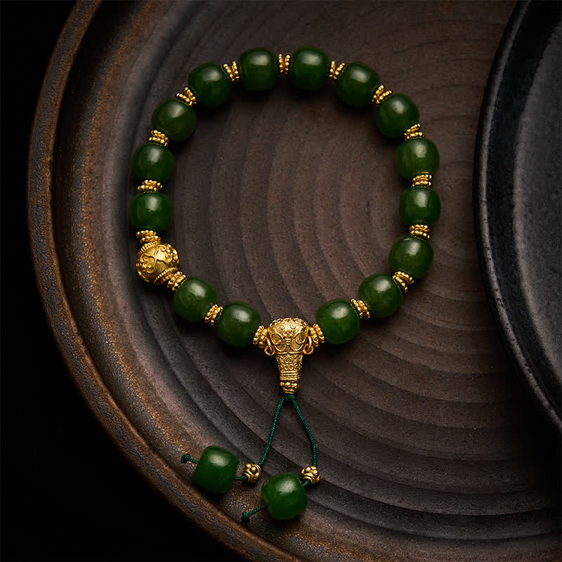 FREE Today: Luck and Harmony Cyan Jade Golden Accent Bracelet - 9*10mm Cyan Jade - image 0