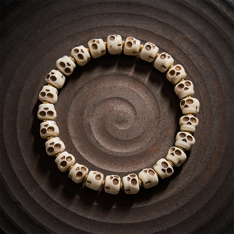 FREE Today: Protection and Courage Tibetan Bone Beads Lord of the Corpse Forest Skull Pattern Bracelet - image 1