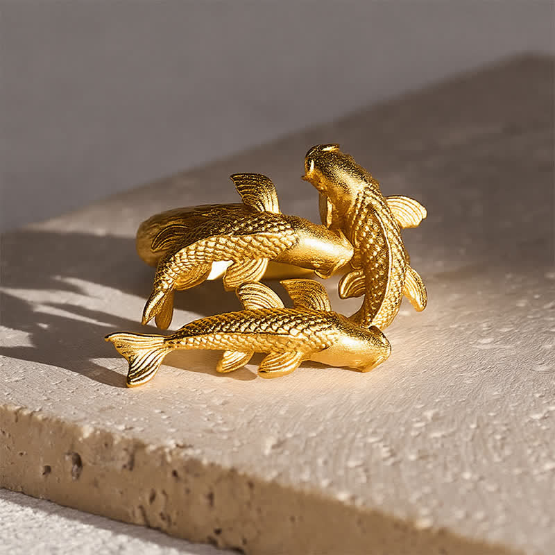 FREE Today: Wealth and Success Retro Alloy Three Koi Fish Open Ring - image 1