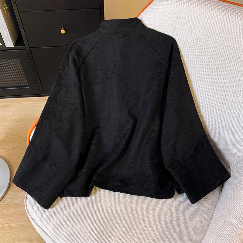 Buddha Stones Fall Vintage Tang Style Frog Button Floral Leaves Cotton Women's Long Sleeve Shirts - image 11