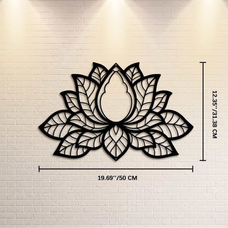 Buddha Stones Metal Lotus Enlightenment Silhouette Iron Meaningful Symbols Wall Art - Approx. 50cm x 31.38cm x 0.12cm / 19.69in x 12.35in x 0.05in - image 10