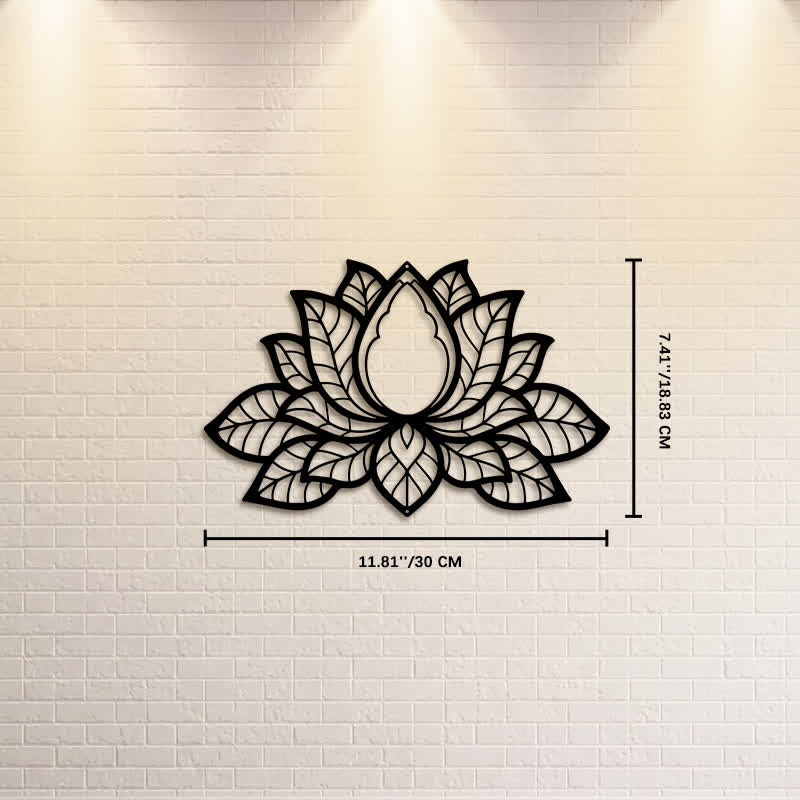 Buddha Stones Metal Lotus Enlightenment Silhouette Iron Meaningful Symbols Wall Art - Approx. 30cm x 18.83cm x 0.1cm / 11.81in x 7.41in x 0.04in - image 4