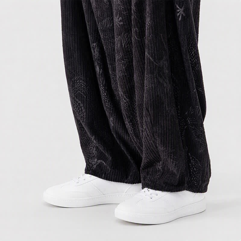 Buddha Stones Fall Winter Vintage Casual Drawstring Dragon Long Pants Men's Harem Pants With Pockets - image 22