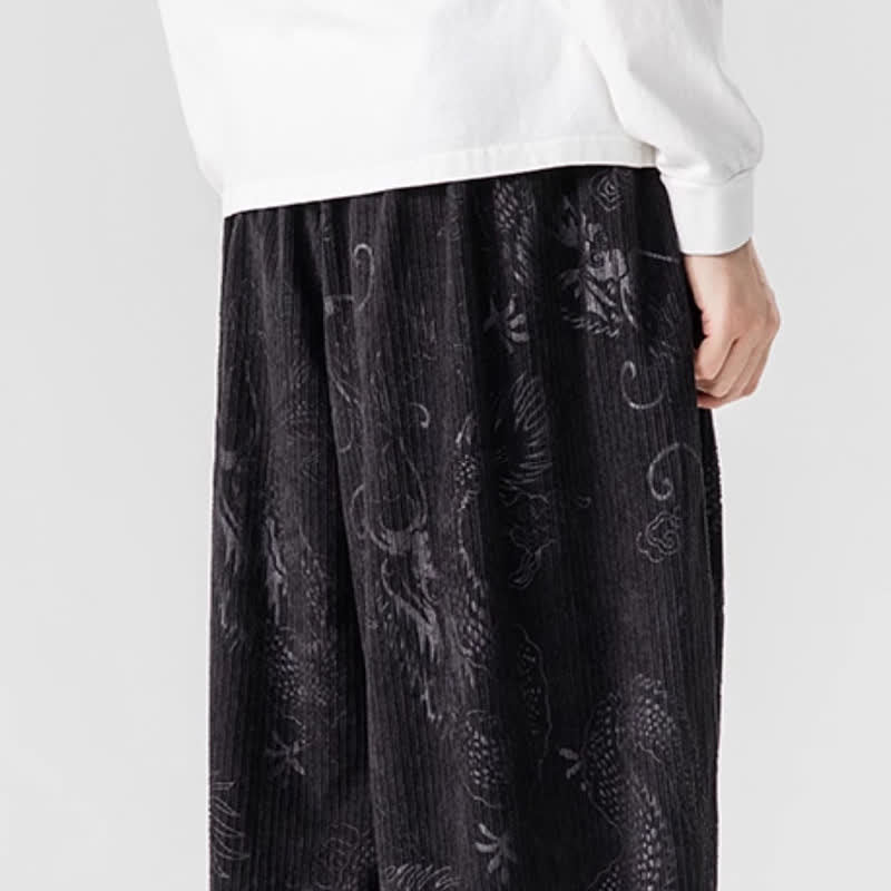 Buddha Stones Fall Winter Vintage Casual Drawstring Dragon Long Pants Men's Harem Pants With Pockets - image 21
