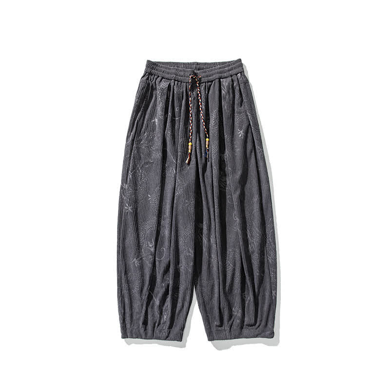 Buddha Stones Fall Winter Vintage Casual Drawstring Dragon Long Pants Men's Harem Pants With Pockets - image 31