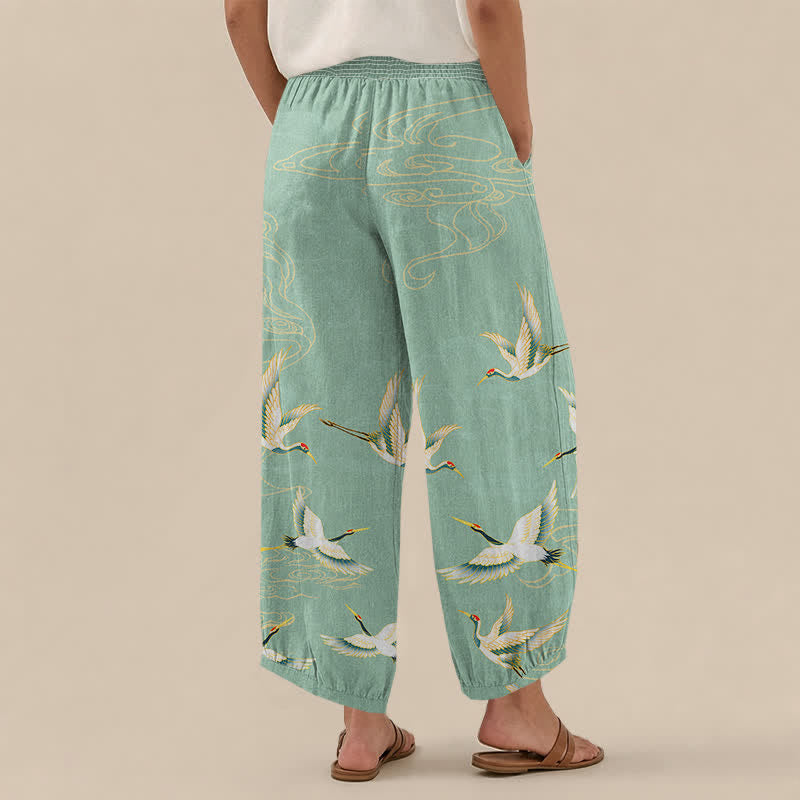 Foviel Oriental crane and cloud cotton harem pants - image 3