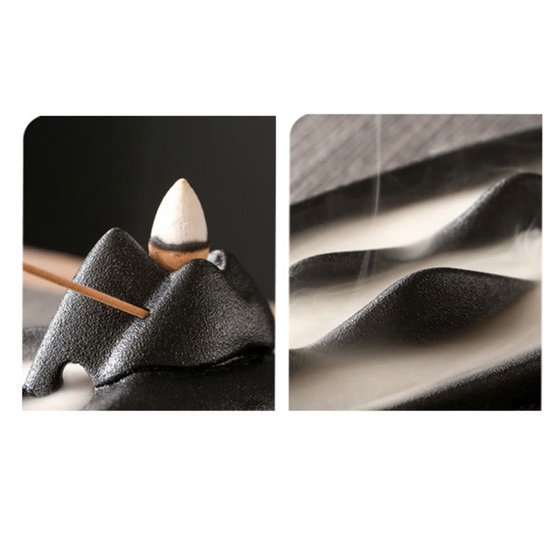 Buddha Stones Double Koi Fish Mountain Healing Ceramic Stick Incense Burner Decoration Incense Burner BS 13