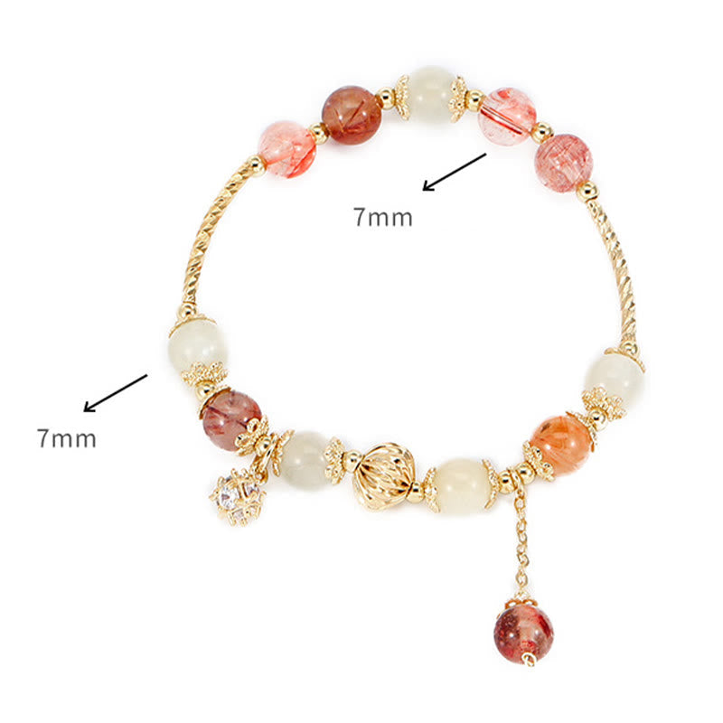 Buddha Stones Colorful Rutilated Quartz Cat Eye Zircon Auspiciousness Bead Bracelet Bracelet BS 9