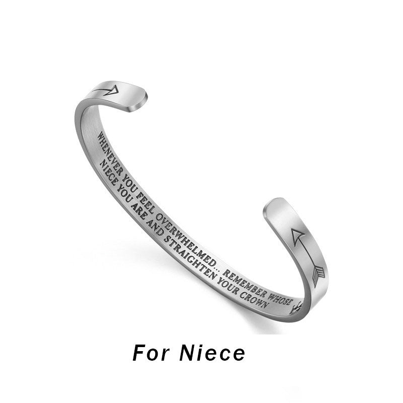Buddha Stones Inspirational Bracelets Personalized Gift for Her Him Engraved Mantra Cuff Bangle Crown Jewelry - For niece - image 4