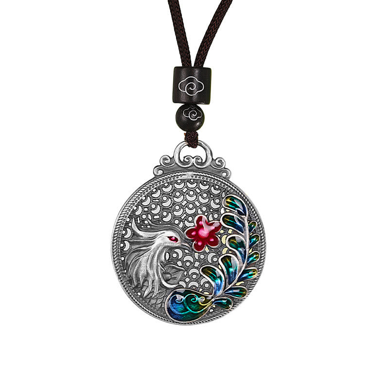 Buddha Stones 990 Sterling Silver Phoenix Luck Protection Necklace Pendant Necklaces & Pendants BS 8